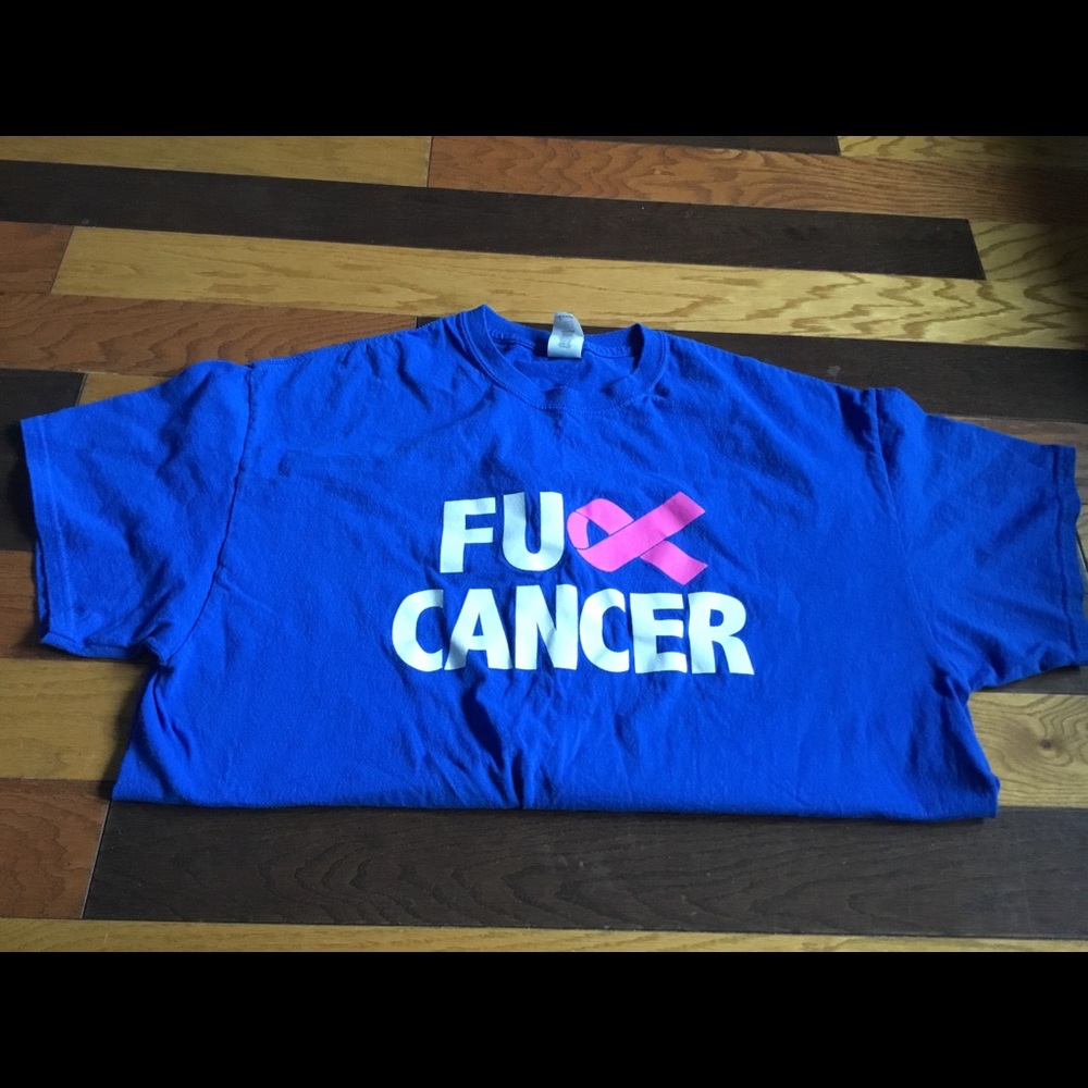 “F*** Cancer” short sleeve T-shirt royal blue XL
